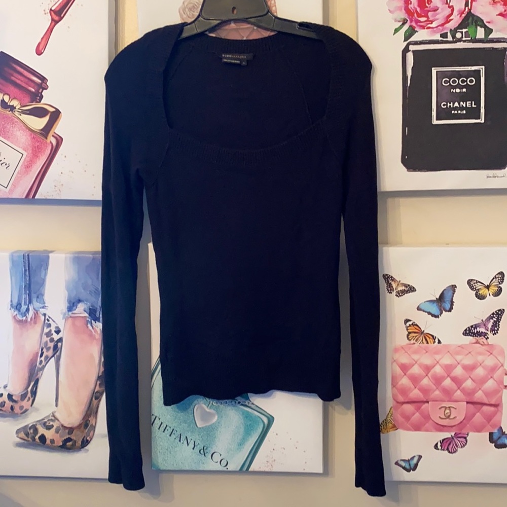 BCBG Square Neck top Black Size Small